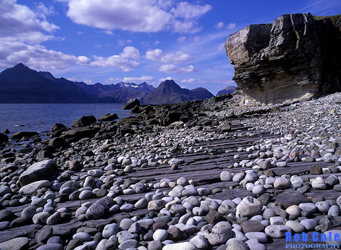 The pebble strewn rock platform at Elgol