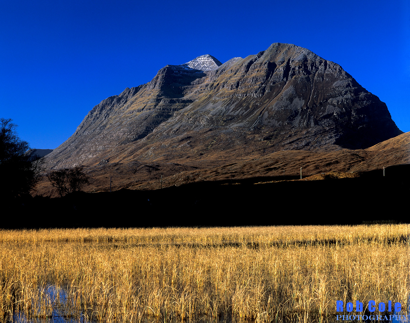 Liathach across the outflow of Loch Clair on a bright winter morning