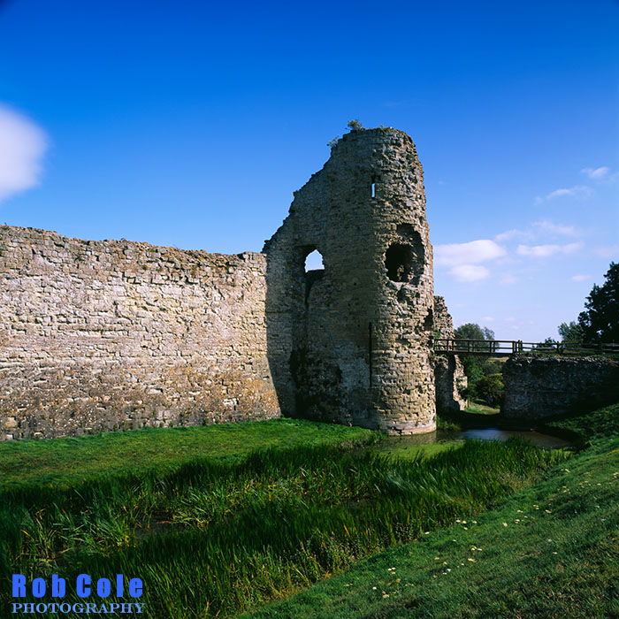 The Gatehouse and moat of Pevensey Castle in East Sussex