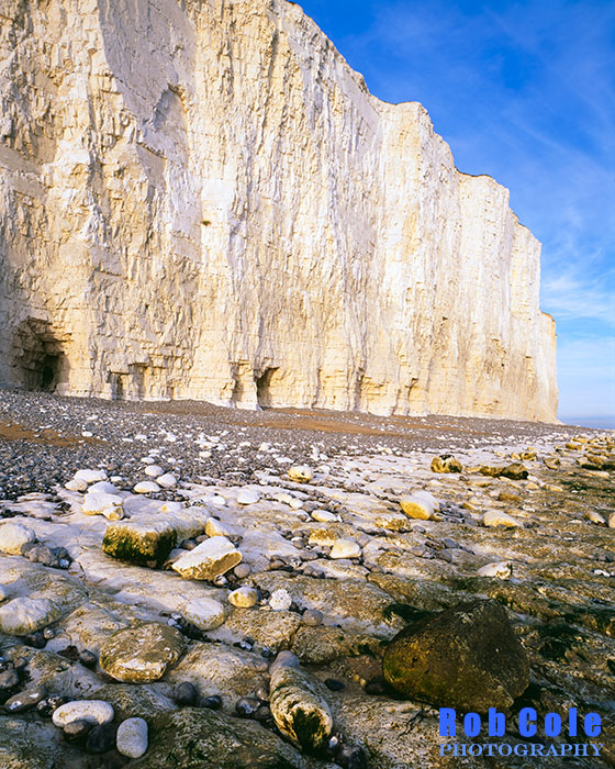 Diffuse light through high cloud brings out the creamy soft colour of the chalk cliffs at Birling Gap
