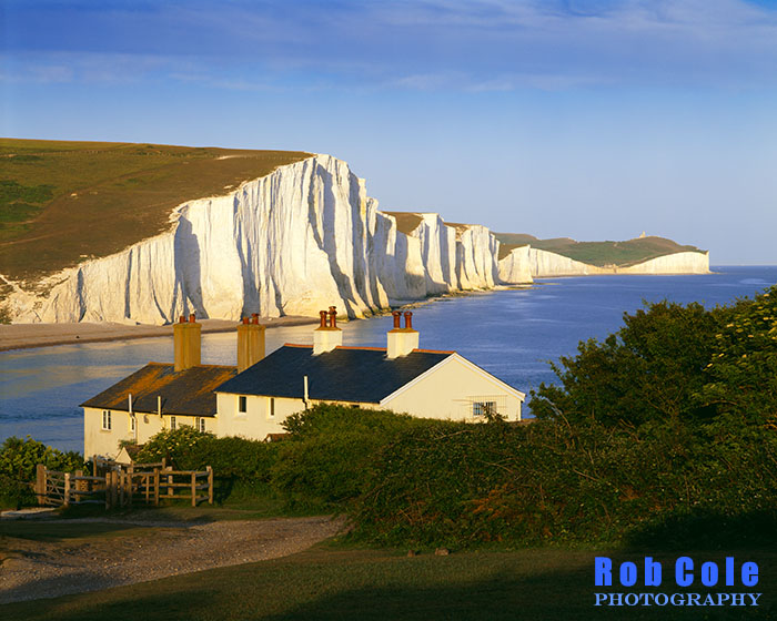 An evening view of the Seven Sisters cliffs from Seaford Head