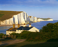 An evening view of the Seven Sisters cliffs from Seaford Head