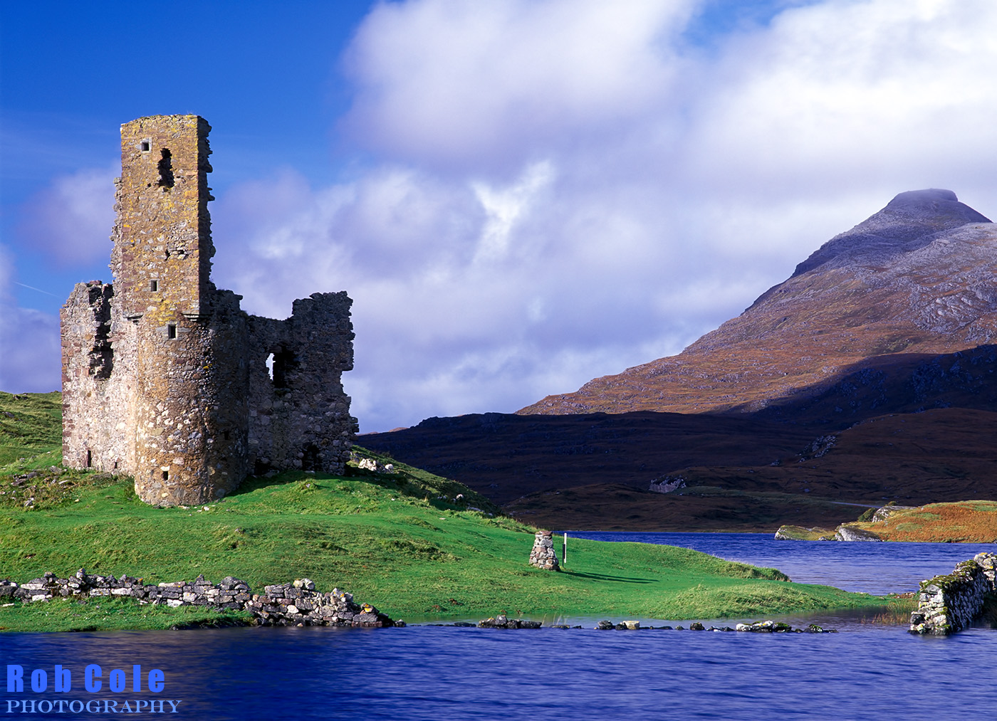 Arvreck castle and Quinag, Assynt, Sutherland