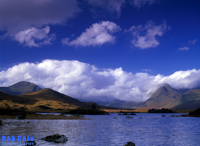 Orographic cloud envelopes the Black Mount across Lochan na H