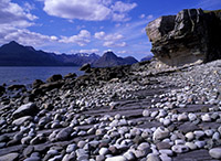 The pebble strewn rock platform at Elgol
