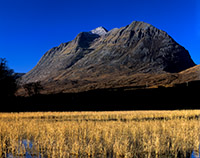 Liathach across the outflow of Loch Clair on a bright winter morning
