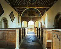 The interior of the disused church at Warminghurst, West Sussex