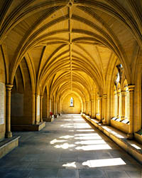 The cloisters of the Chapel of Lancing College near Shoreham, West Sussex