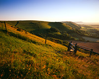 A view of the Fulking escarpment from Devils Dyke near sunset