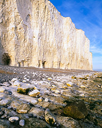 Diffuse light through high cloud brings out the creamy soft colour of the chalk cliffs at Birling Gap