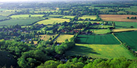A view of Fulking from the escarpment in summer evening light