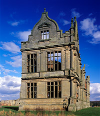 The remains of the Elizabethan mansion at Moreton Corbet in Shropshire